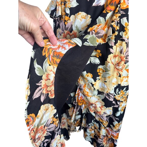 BARDOT Dress Black‎ Hi-lo Hem Spaghetti Strap Midi Party Faux Wrap Flounce Small - Picture 5 of 13